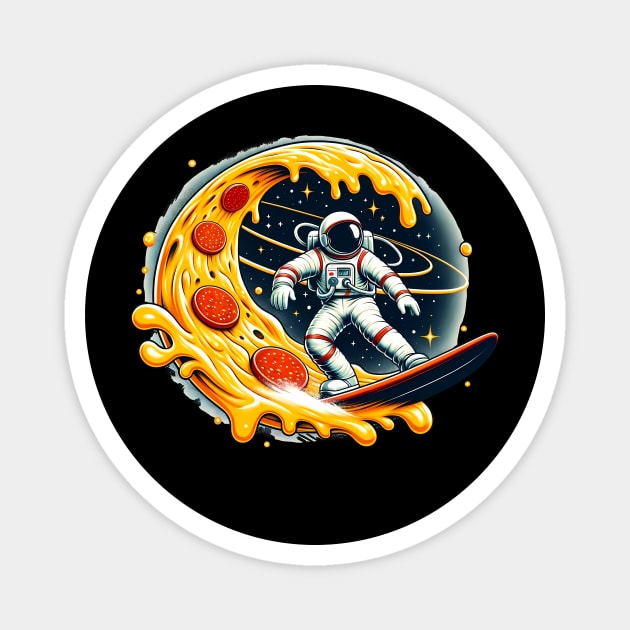 Funny Pizza Lover, Astronaut Surfing in Space Magnet by logiamerch